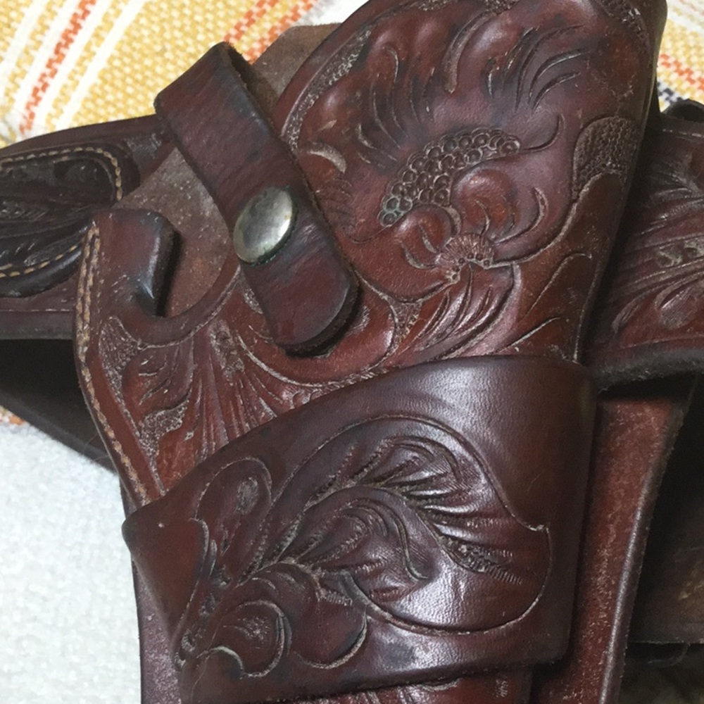 Vintage Visalia tooled cowboy holster tooled leather ranch cowgirl chic rodeo - Picture 11 of 11